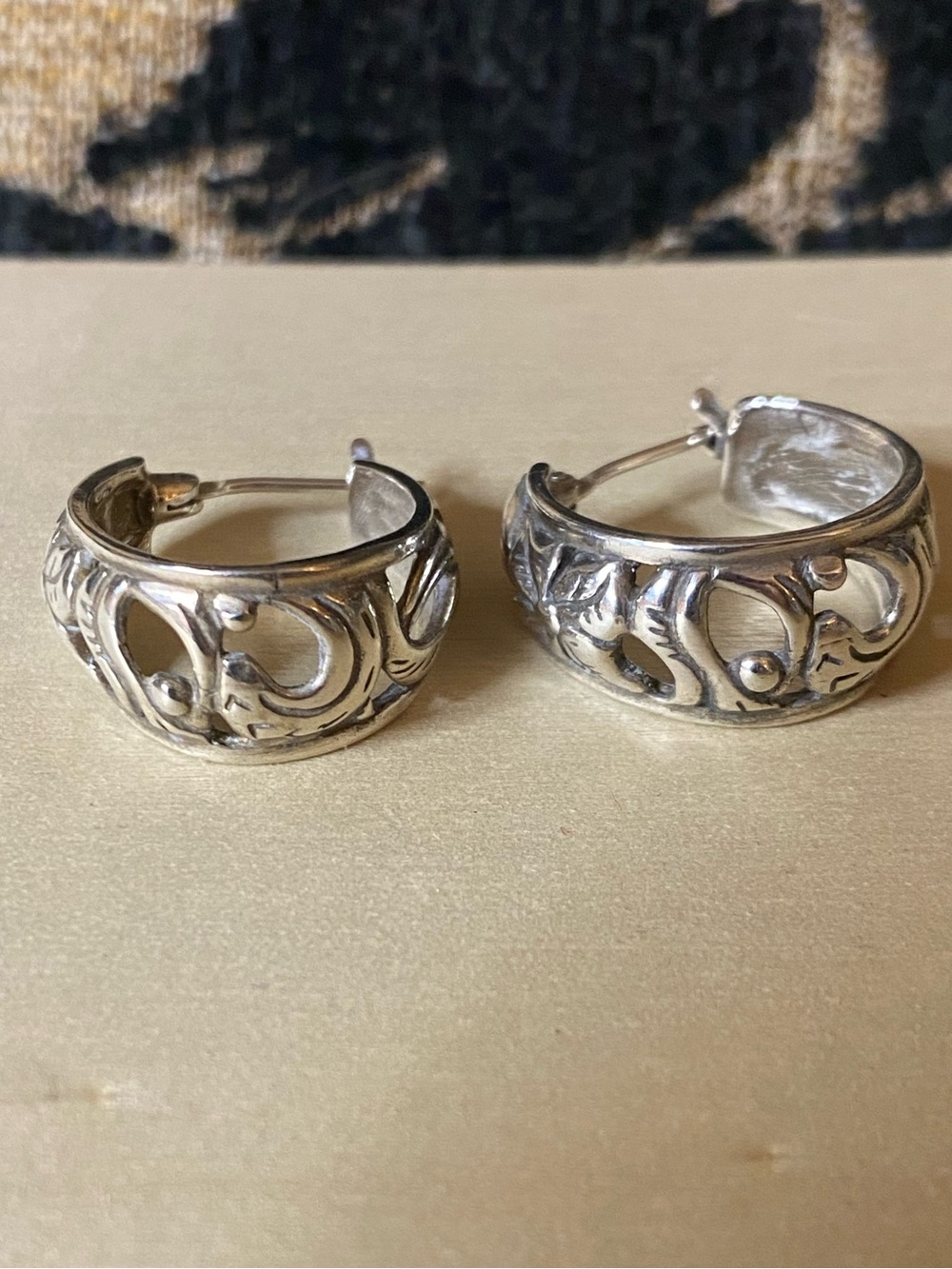 Sterling Silver Filigree Hoop Earrings - Elegant Silver Women's Jewelry
